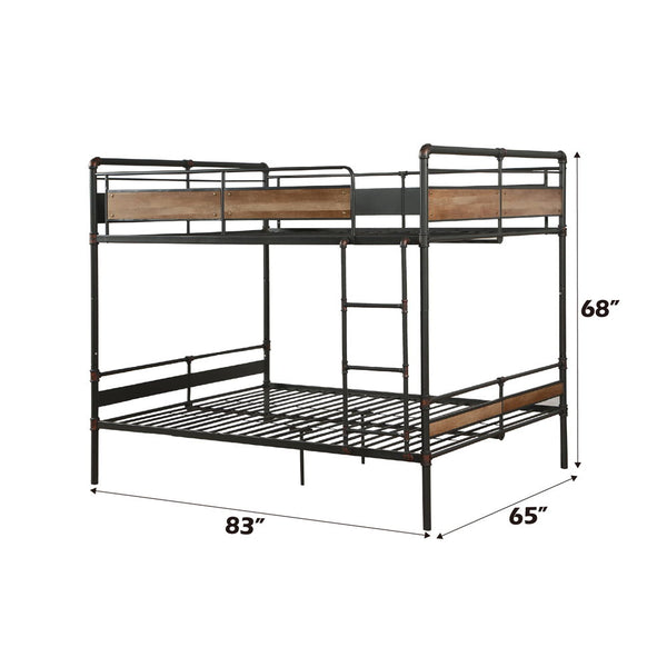 Brantley II - Queen Over Queen Bunk Bed - Sandy Black & Dark Bronze Hand-Brushed