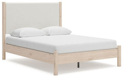 Transform your bedroom with this queen upholstered panel bed. With clean lines and textured fabric, it exudes a minimal and sophisticated boho style. Tailor your space and create the perfect environment for sweet dreams.<br/><br/><b>Product Features</b><u