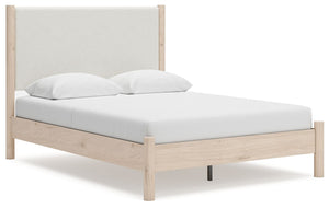 Transform your bedroom with this queen upholstered panel bed. With clean lines and textured fabric, it exudes a minimal and sophisticated boho style. Tailor your space and create the perfect environment for sweet dreams.<br/><br/><b>Product Features</b><u
