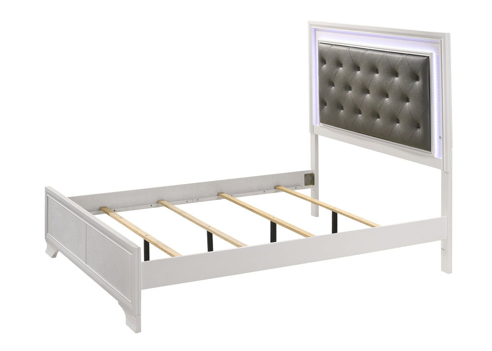 Lyssa-Queen Bed-White<h4><b>Lyssa - Queen LED Headboard Footboard - White</b></h4> <table width="100%"><colgroup><col style="width: 30%"> <col style="width: 70%"> </colgroup> <tbody> <tr> <td>Dimensions</td> <td> 63.40"L x 84.00"D x 59.20"H</td> </tr> <tr