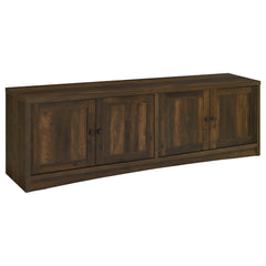 Create plenty of storage to accompany your large screen television with this modern TV stand. Designed to host a TV up to 85 inches, it-'s a long, linear structure with clean, precise lines that blend into most spaces. Its neutral finish complements melam