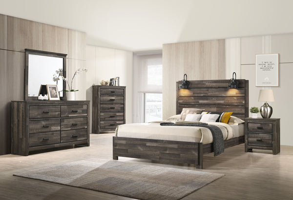  planked headboard with integrated sconces