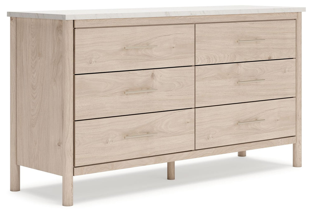 Transform your bedroom with this dresser. With its clean lines and replicated marble top, it exudes a minimal and sophisticated boho style. Tailor your space and create the perfect environment for sweet dreams.<br><br><b>Additional Dimensions</b><br><ul><