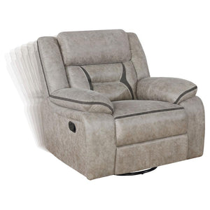 Greer - Upholstered Swivel Glider Recliner Chair - Taupe