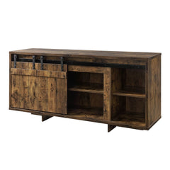 KD, Rectangular TV Stand Storage: 2 Sliding Barn Doors, 2 Media Compartments ( 1 Wooden Shelf) Max. Recommended TV Size: 60-Inch Flat Screen Back Panel with Pre-Cut Holes for Cord Mgmt (x# Holes) CONSTRUCTION] Wooden Case-Frame: Wood (Rbw), Hollow-core, P