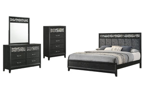 The Obsidian 4-Piece Bedroom Set is the epitome of modern luxury, combining sleek design, exceptional craftsmanship, and functional elegance. This set includes a panel bed with a plushly padded headboard, a spacious dresser, a matching mirror, and a versa