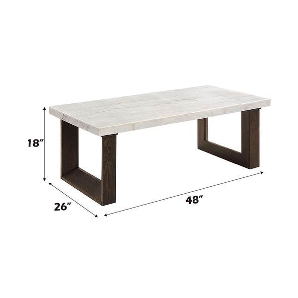 Edwyn - Coffee Table With Marble Top - White