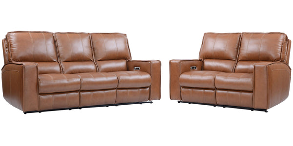 Rockford - Power Reclining Sofa And Loveseat - Verona Saddle