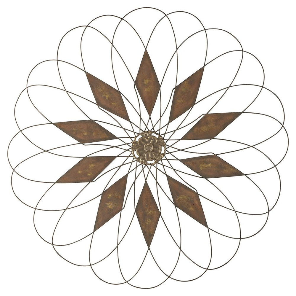 Add a twist of casually cool eleganceâ€”inside or outâ€”with this wall sculpture. Crafted with aged-tone metal thatâ€™s indoor and outdoor safe, it-'ll bring an artful touch wherever you see fit.<br/><br/><b>Product Features</b><ul><li>Made of metal</li><