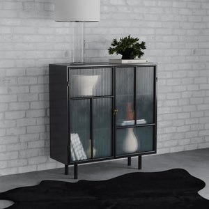  engaging spot for easy storage with a modern industrial accent cabinet. Blending beautifully in casual