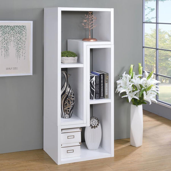 L-shaped shelves are arranged in striking geometric des