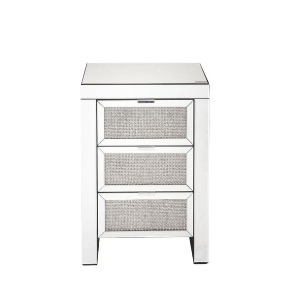 The Lavina occasional table brings glam styling to your home. The quality construction of this table features a combination of mirrored glass and composite wood, ensuring a design that endures. Three drawers with faux diamonds Inlay drawer fronts, It-'s j