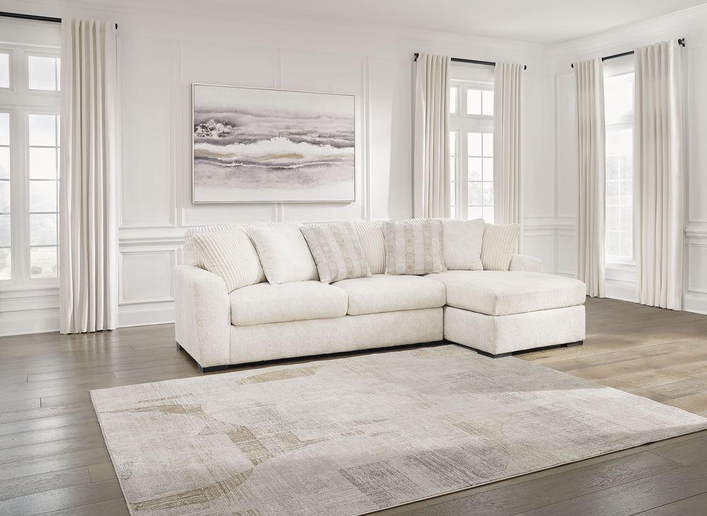 Reflect your uniquely versatile style personality with this sectional with chaise. Its plush upholstery is complemented with retro-cool corduroy on the back cushions, creating an ultra-soft seating experience with tons of eye-catching texture. Ready to re