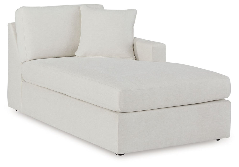 This right-arm facing corner chaise is made with Next-Gen Nuvellaâ„¢ (polyester) fade-resistant, washable fabric. Fully finished on all sides, it pairs with other items in the series to make a modular sectional.<br><br><b>Additional Dimensions</b><br><ul>