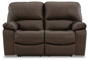 Leesworth - Dark Brown - Reclining Power Loveseat