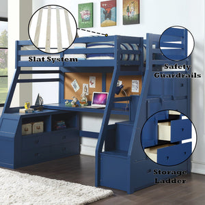Jason II - Twin Bed - Navy Blue Finish