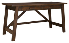 Leaning toward a casually cool look with a touch of rustic industrial flair? This home office desk with canted legs takes a fresh stance on style. Two smooth-gliding drawers with dovetail construction reflect high quality that never goes out of fashion. S
