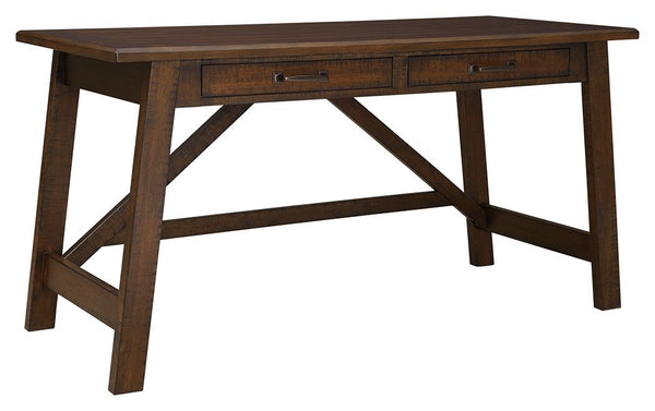 Leaning toward a casually cool look with a touch of rustic industrial flair? This home office desk with canted legs takes a fresh stance on style. Two smooth-gliding drawers with dovetail construction reflect high quality that never goes out of fashion. S
