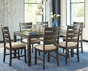  this dining table set serves your sense of style beautifully. â€œRough sawnâ€ style finish with a hint of weathered charm tantalizes with a mood of relaxed e