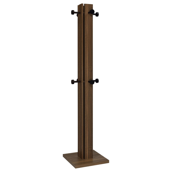 Elevate your homeâ€™s organization with this stylish Mid-Century Modern coat rack. Crafted from durable Asian hardwood, particle board, and metal, this coat rack combines functionality with a sleek design. The walnut melamine paper finish adds a warm, nat