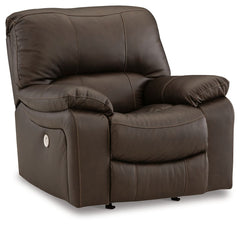Focus on function. This practical power rocker recliner balances contemporary character and irresistible comfort. Its affordable, expertly matched leather and faux leather upholstery keeps your style up to speed without breaking the bank. Reclining with t