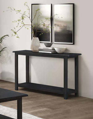  this console table showcases a rustic aesthetic and versatile appeal. Fashioned from pine wood and reinforced with engineered wood