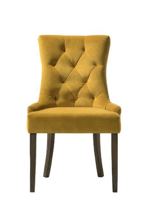 Farren - Side Chair (Set of 2) - Yellow Velvet & Espresso Finish