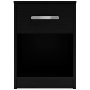 Finch - Black - One Drawer Night Stand - 23" Height