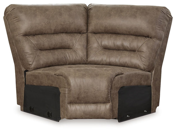 This wedge is made with faux leather upholstery. Pairs with other items in the series to make a sectional.<br><br><b>Additional Dimensions</b><br><ul><li>Seat depth: 20-"</li><li>Seat height: 20-"</li><li>Top of cushion to top of back: 27-"</li><li>Leg he