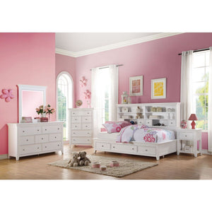 The Lacey collection blends style and function to offer contemporary style and great storage for youth bedroom in your home. Choose from a variety of color options for a sleek and sophisticated style. Complementary storage options include a nightstand, ch