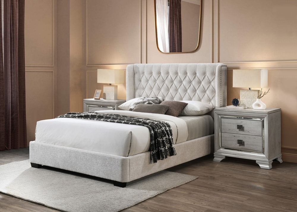 Daphne - Queen Bed - White<h4><b>Daphne - Queen Footboard - Ivory</b></h4> <table width="100%"><colgroup><col style="width: 30%"> <col style="width: 70%"> </colgroup> <tbody> <tr> <td>Dimensions</td> <td> 68.90"L x 89.57"D x 55.00"H</td> </tr> <tr> <td>We