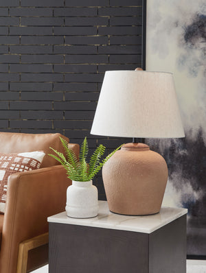  this table lamp illuminates your space with a textured rust-hued base and brilliantly bright shade. Set it on an end table or console to put your best light forward in creating a homey atmosphere.<br><br><b>Additional Dimensions</b>
