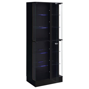 Cabra - 4-Door LED Curio Display Cabinet - Black High Gloss