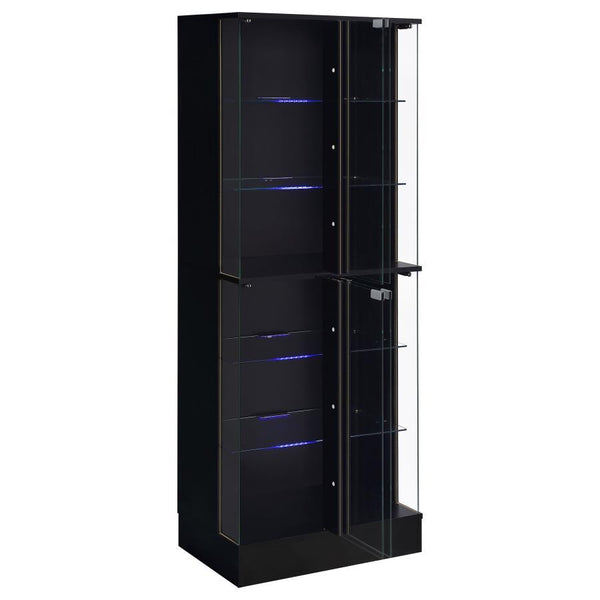 Cabra - 4-Door LED Curio Display Cabinet - Black High Gloss