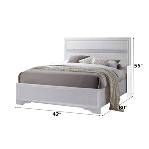  clean lines and contemporary style. Features panel headboard