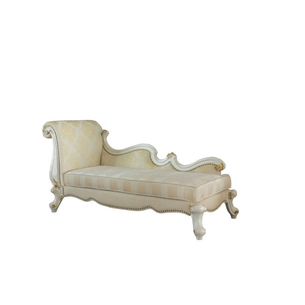 Lounge Chaise w/2 Pillows NO Storage Padded Base with Nail-head Trim, Raised Scrolled Molding Trim with Vintage Hand-Brushed Fully Padded: Scalloped Base Tight Back & Seat Cushion) CONSTRUCTION] SEAT: Pocket Coil