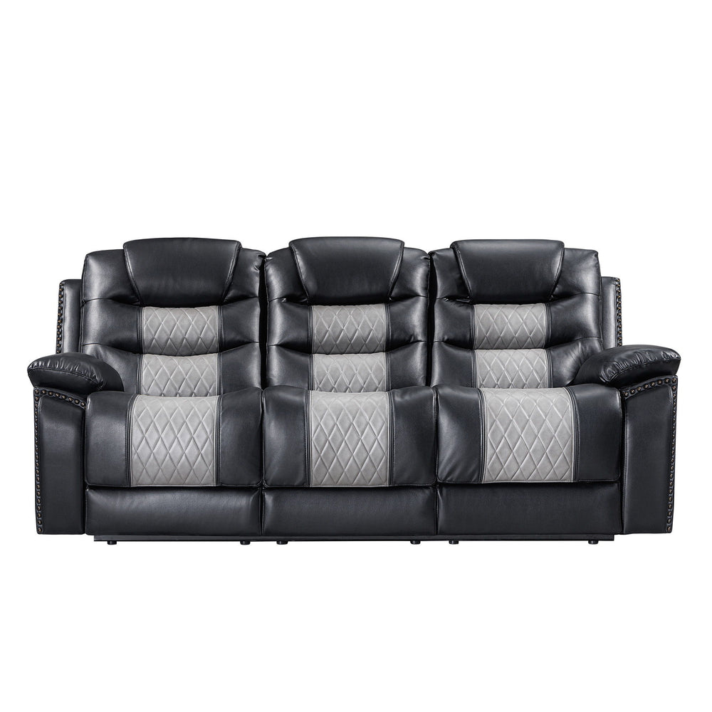 Elevate your relaxation experience with the Nikko Dual Recliner Sofa with Power Footrests, Hidden Cupholders, and Drop Down Snack Tray . This sofa, crafted with long-lasting construction using hardwood and plywood frames, offers stable and durable seating