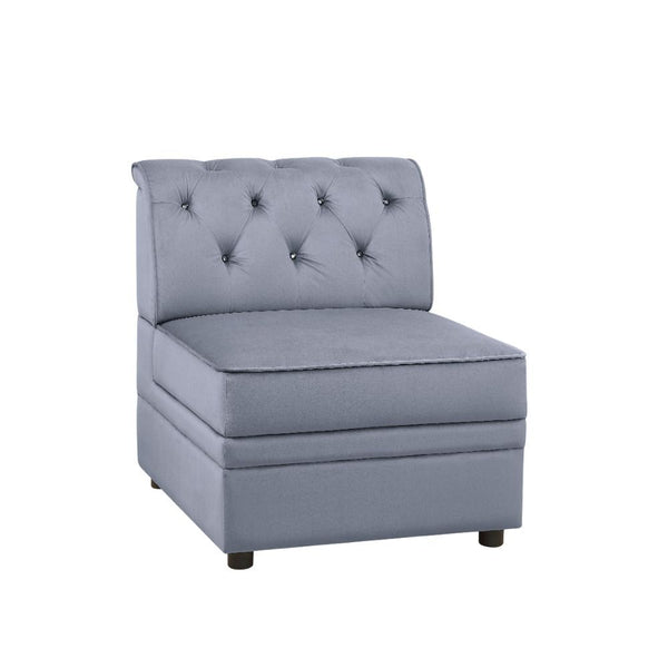 With the unlimited possible options, Bois II collection features a soft upholstery velvet, tight back & seat cushion. Also this storage ottoman can be used as a footrest, coffee table or extra seating in a pinch. This collection is completely modular so y