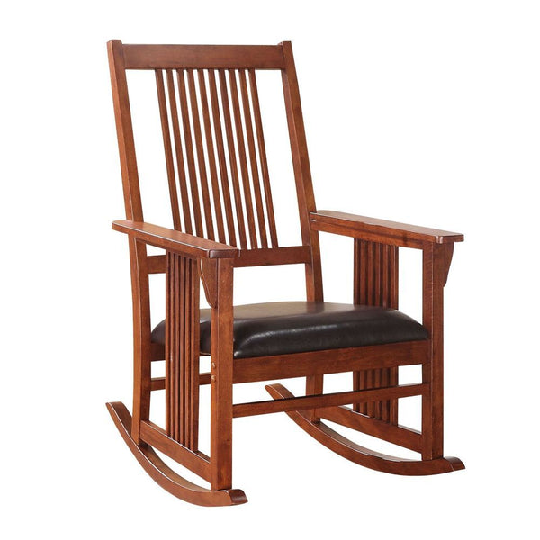 The beautiful Kloris wooden rocker will It will be the perfect addition to your living room, sunroom or deck. This graceful rocking chair features a upholstered seat and tall chair backrest for extra comfort. The smooth rocking motion and sturdy durable c