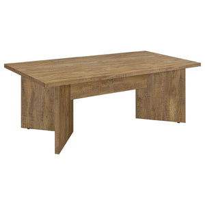 Sit down to delicious meals at a stylish, casual contemporary dining table. The classic rectangular table design features a mango wood-like decorative paper veneer that imparts character with its impressive dimension and texturing. The engaging table desi