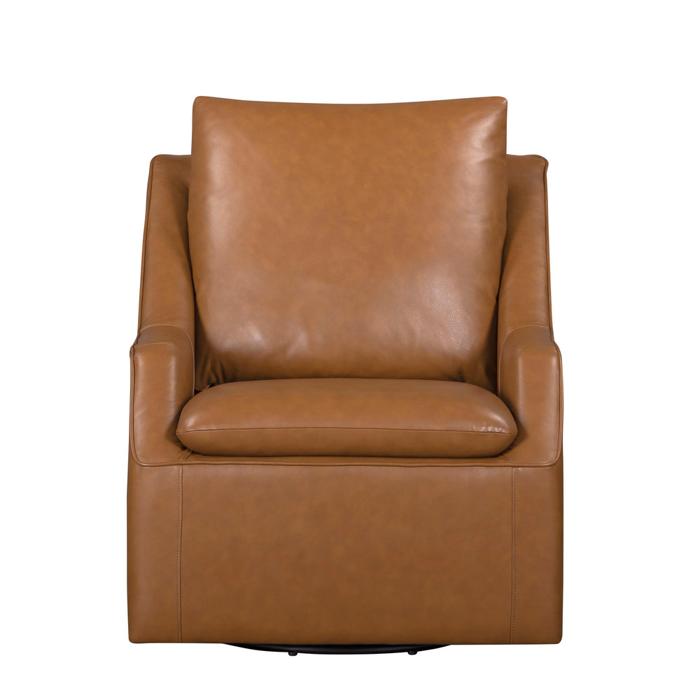 The Asher accent chair features a 360-degree swivel for ease of motion and a modern low-profile design. The comfortable, attached pillowtop seat has subtle welting and stitching, and the back cushion is removable, making cleaning a breeze. The Asher accen