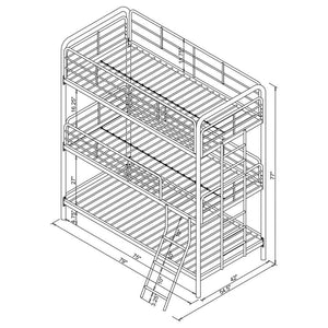 Garner - Metal Twin Triple Bunk Bed - Gunmetal