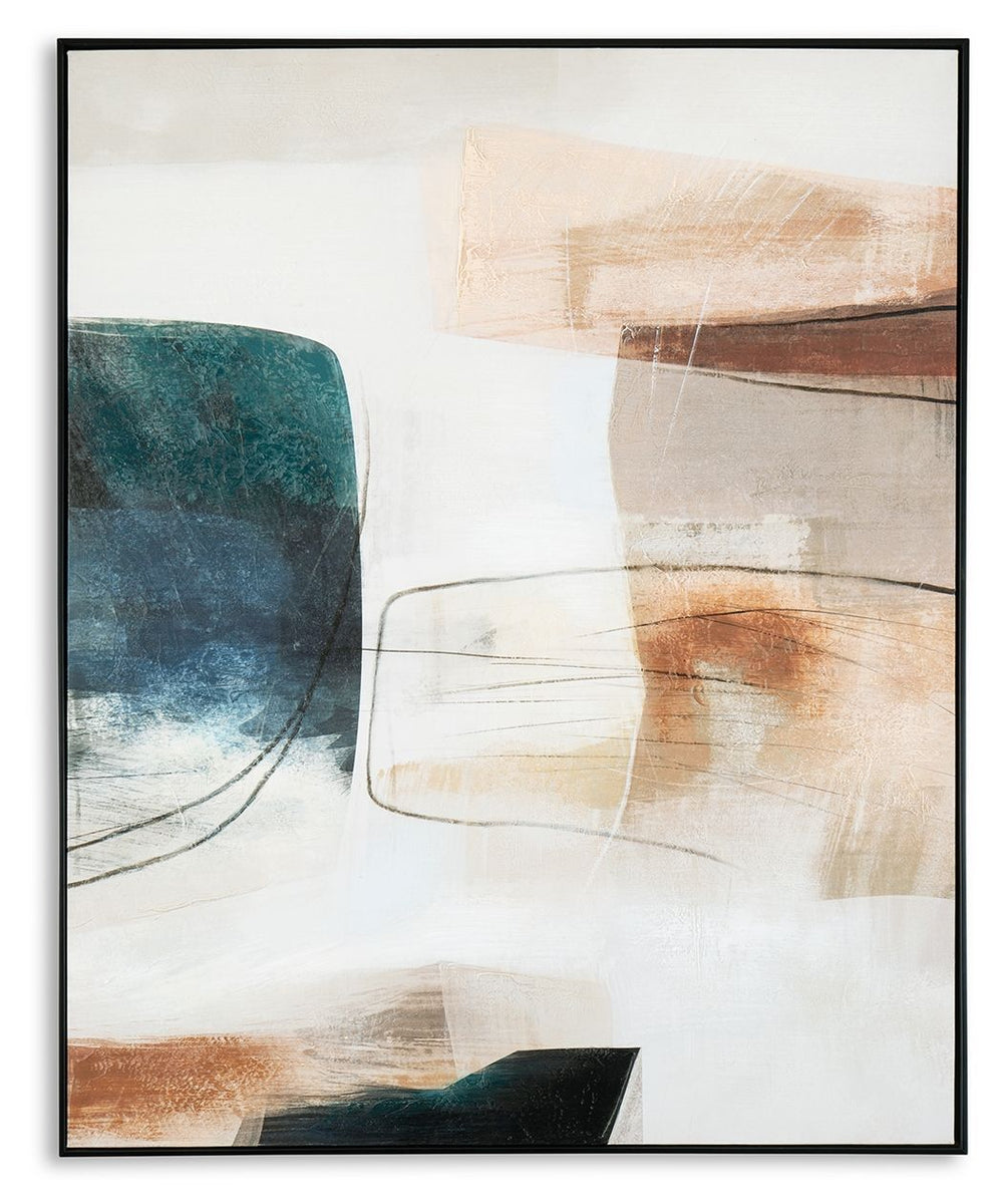 Muted tones make a big visual impact in this wall art. Exuding a modern sensibility, its abstract design brings dynamic visual interest to your decor while remaining subtle in style.<br/><br/><b>Product Features</b><ul><li>Framed gallery wrapped canvas</l