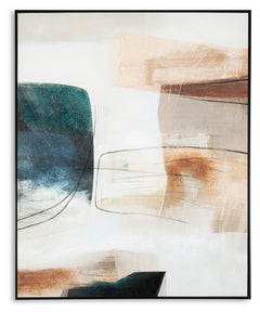 Muted tones make a big visual impact in this wall art. Exuding a modern sensibility, its abstract design brings dynamic visual interest to your decor while remaining subtle in style.<br/><br/><b>Product Features</b><ul><li>Framed gallery wrapped canvas</l