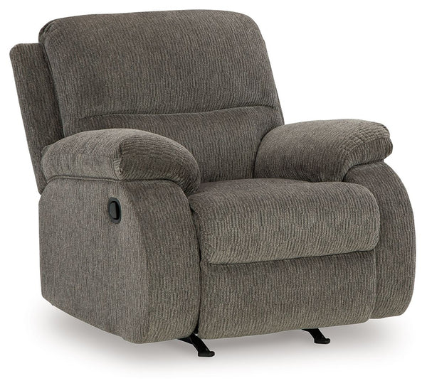 Craving a simple spot to relax and recharge? This recliner encourages you to take a break from the everyday grind. Its contemporary bustle back and versatile hue bring stylishly soft comfort to a seating area. And when youâ€™re ready to recline, the simpl