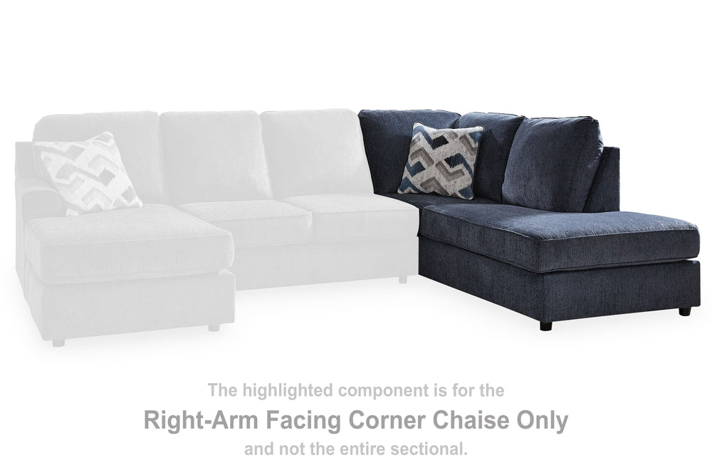 This right-arm facing corner chaise is made with polyester upholstery. Pairs with other items in the series to make a sectional.<br><br><b>Additional Dimensions</b><br><ul><li>Arm height: 25-"</li><li>Seat depth: 68-"</li><li>Seat height: 20-"</li><li>Top