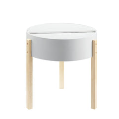 The Bodfish end table is not only beautiful but multi-functional. Its neutral color palette and wooden straight-square legs make it a perfect fit for a mid-century modern aesthetic. It boasts hidden top storage. Perfect for storing all your miscellaneous 