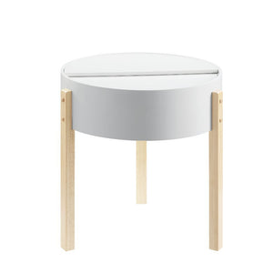 The Bodfish end table is not only beautiful but multi-functional. Its neutral color palette and wooden straight-square legs make it a perfect fit for a mid-century modern aesthetic. It boasts hidden top storage. Perfect for storing all your miscellaneous 