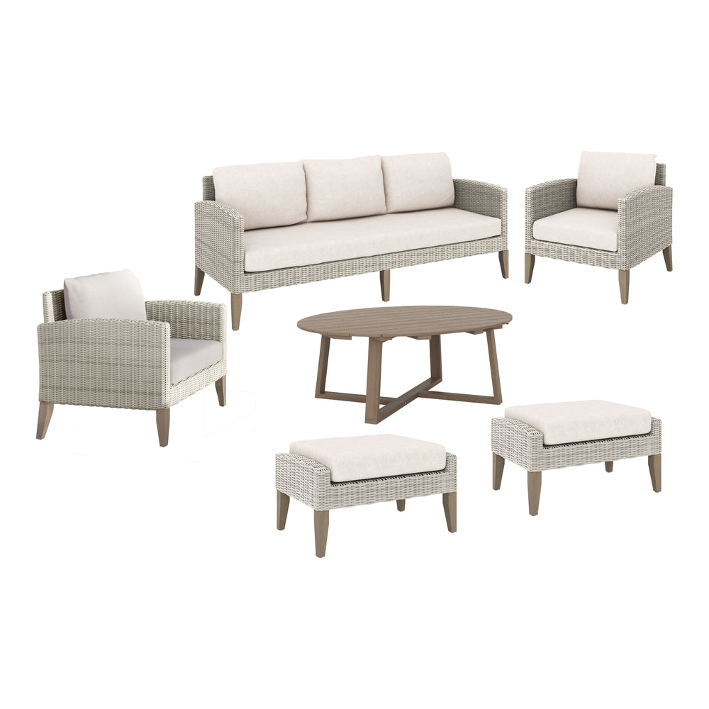 Carezza - 6 Piece Set (Sofa & 2 Chairs & 2 Stools & Coffee Table) - Gray