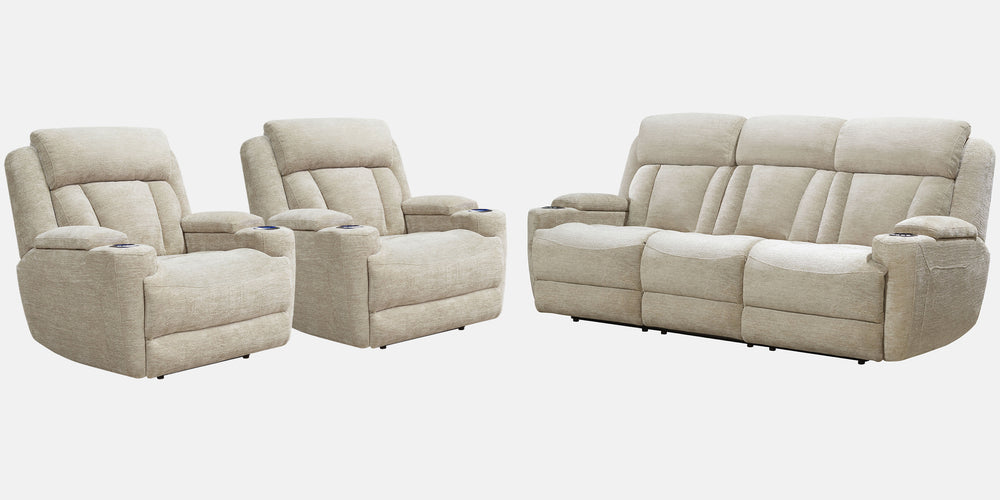 Comfort meets innovation in this inspired Power Sofa, Loveseat & Recliner. The perfect choice for creating a relaxing environment, this stylish model features a smooth motorized reclining motion at just the touch of a button. Integrated beverage holders i